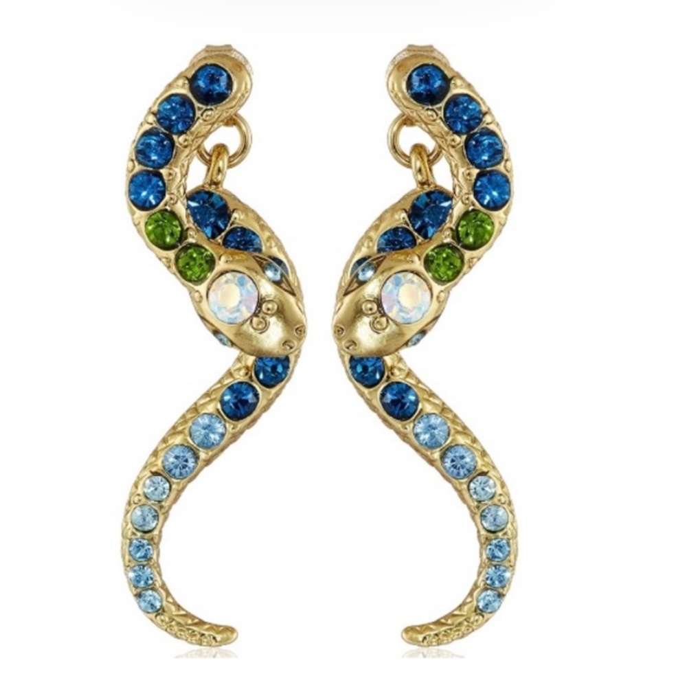 Rhinestone Snake Earrings - Picture 2 of 6